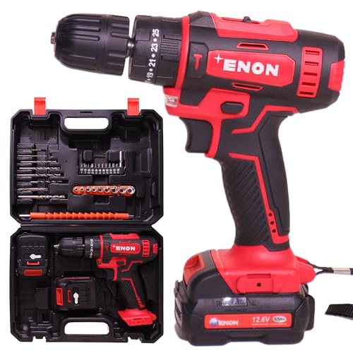 Enon 12.6V Cordless Impact Drill for Home Use, 82 Pcs Drill Kit, 2x1.5Ah Batteries,1500RPM, 22NM Torque, 25 Level Torque, Keyless Chuck 10mm, 2 Speed Modes 3 Functions, Magnetic Base (XE-CD1610) - Image 1