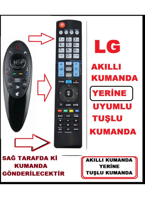 Lg AN-MR500 Magic Remote Control with Button Model - Fully Compatible with all Lg Magic Remote Models - Smart Button Model - Smart LCD LED TV Television Remote 930 + 2 Batteries