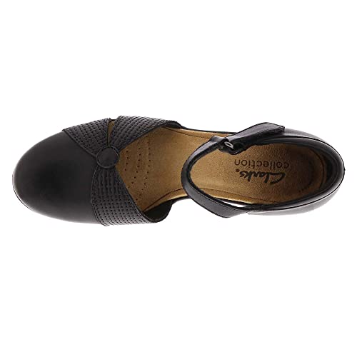 Clarks Womens Emily Rae Pump, Black Leather, 7 Wide US - Image 3