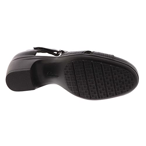 Clarks Womens Emily Rae Pump, Black Leather, 7 Wide US - Image 4