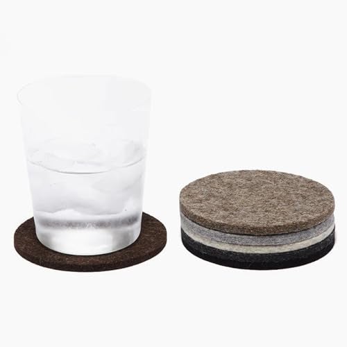 Graf Lantz - Bierfilzl Merino Wool Round Coasters Set of 6 - Earth (4" Circles) - Absorbs 30% of Weight - German Wool - Heat Resistant, Sustainable, & Reusable - Home Decor & Coffee Table Decor - Image 1