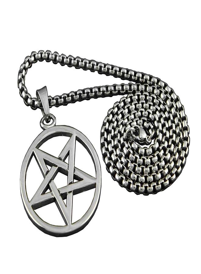 vogueteen Pagan Wicca Inverted Star Pentagram Pendant Men's 316L Stainless Steel Necklace - Image 3