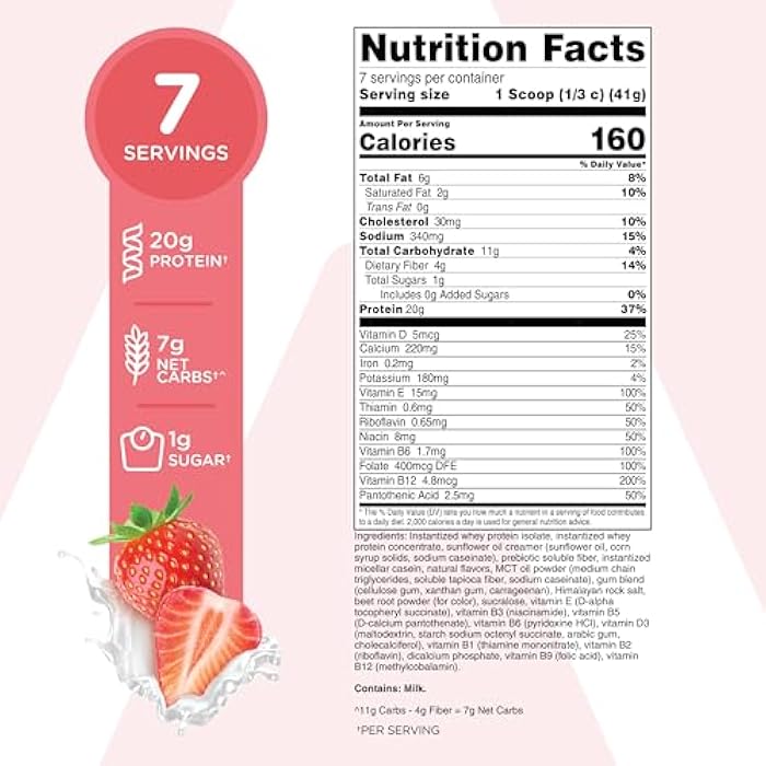TransformHQ Meal Replacement Shake Powder 7 Servings (Strawberry & Cream) - Gluten Free, Non-GMO - Image 2
