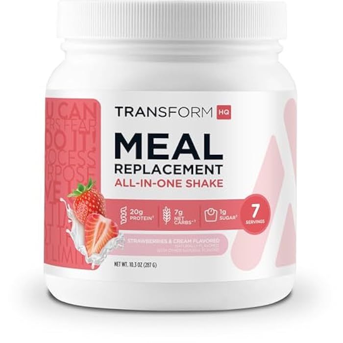 TransformHQ Meal Replacement Shake Powder 7 Servings (Strawberry & Cream) - Gluten Free, Non-GMO - Image 1