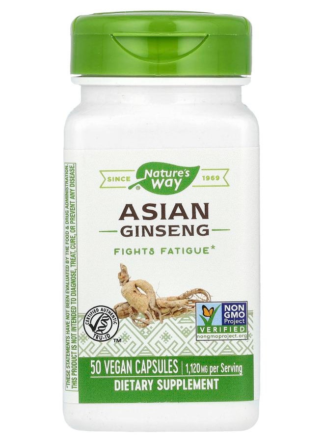 Nature's Asian Ginseng 1120 mg 50 Vegan Capsules (560 mg per Capsule) 