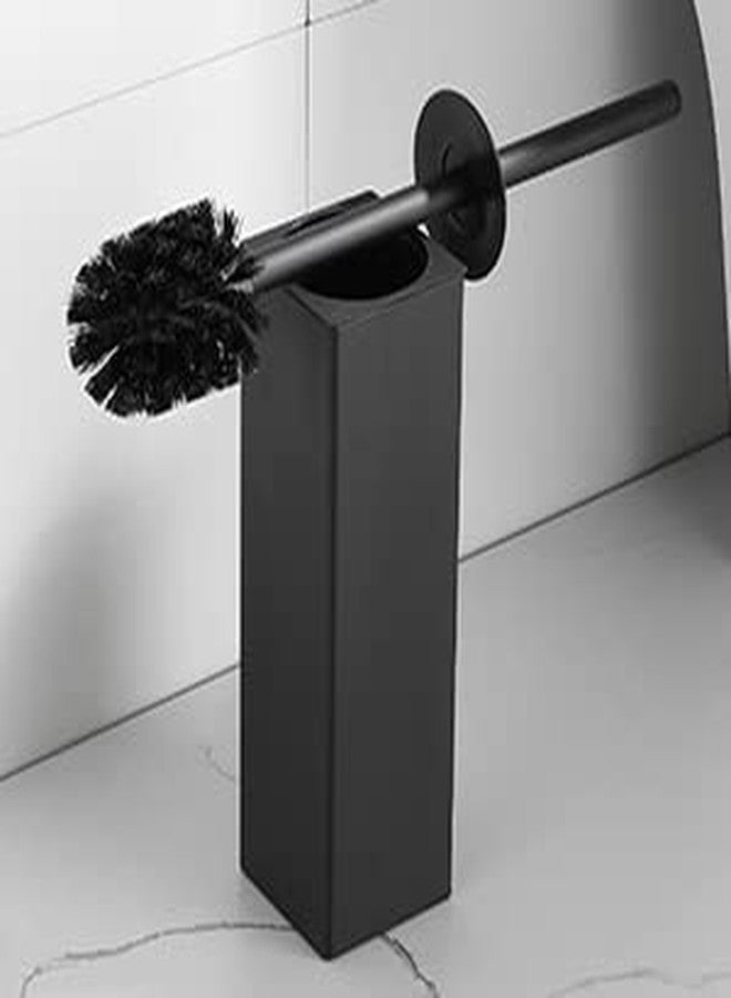 BGL Square Toilet Brush with Holder,Stainless Steel Rubber Painted Toilet Bowl Brush and Holder for Bathroom,2 Cleaner Brush Heads,Black - Image 3