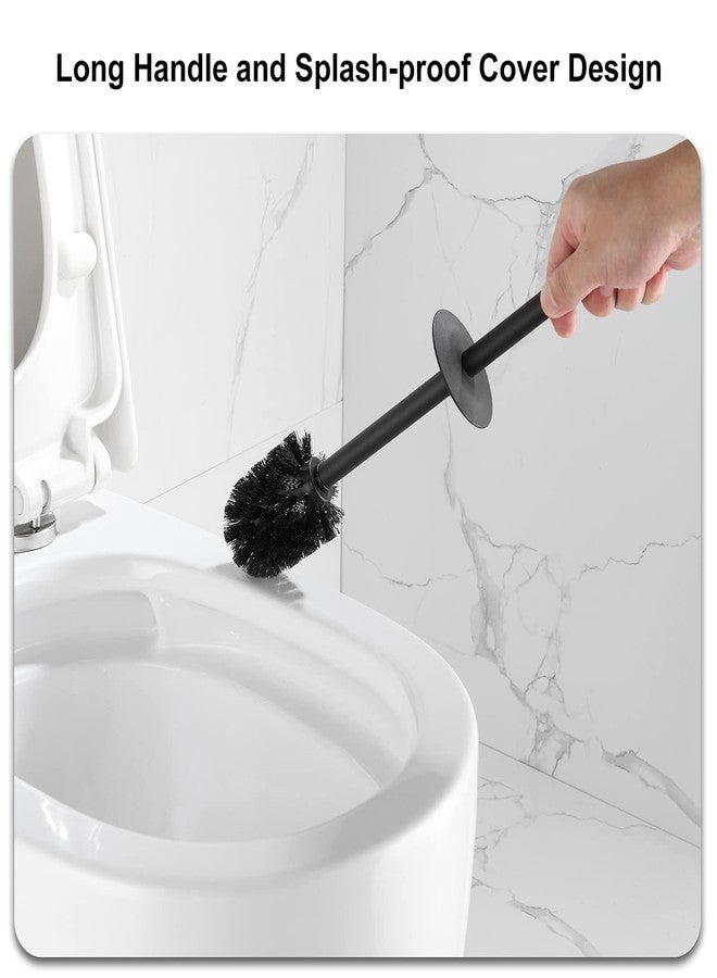 BGL Square Toilet Brush with Holder,Stainless Steel Rubber Painted Toilet Bowl Brush and Holder for Bathroom,2 Cleaner Brush Heads,Black - Image 4
