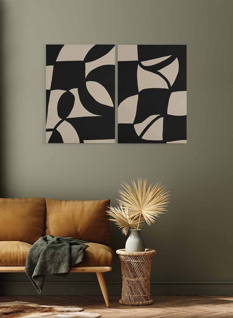 لوحة طقم من لوحتين كانفاس على إطار خشبي، تصميم فن تجريدي، للمنزل، غرفة المعيشة، المكتب، الديكور - Image 1
