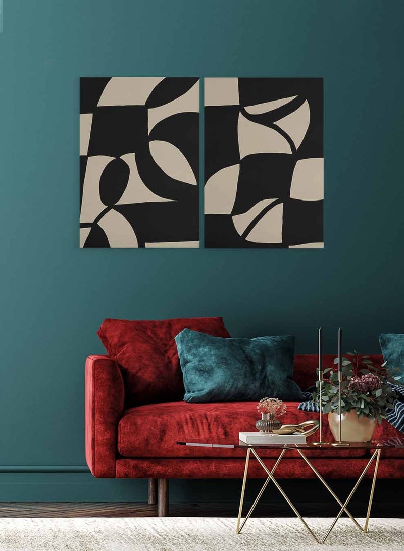 لوحة طقم من لوحتين كانفاس على إطار خشبي، تصميم فن تجريدي، للمنزل، غرفة المعيشة، المكتب، الديكور - Image 2