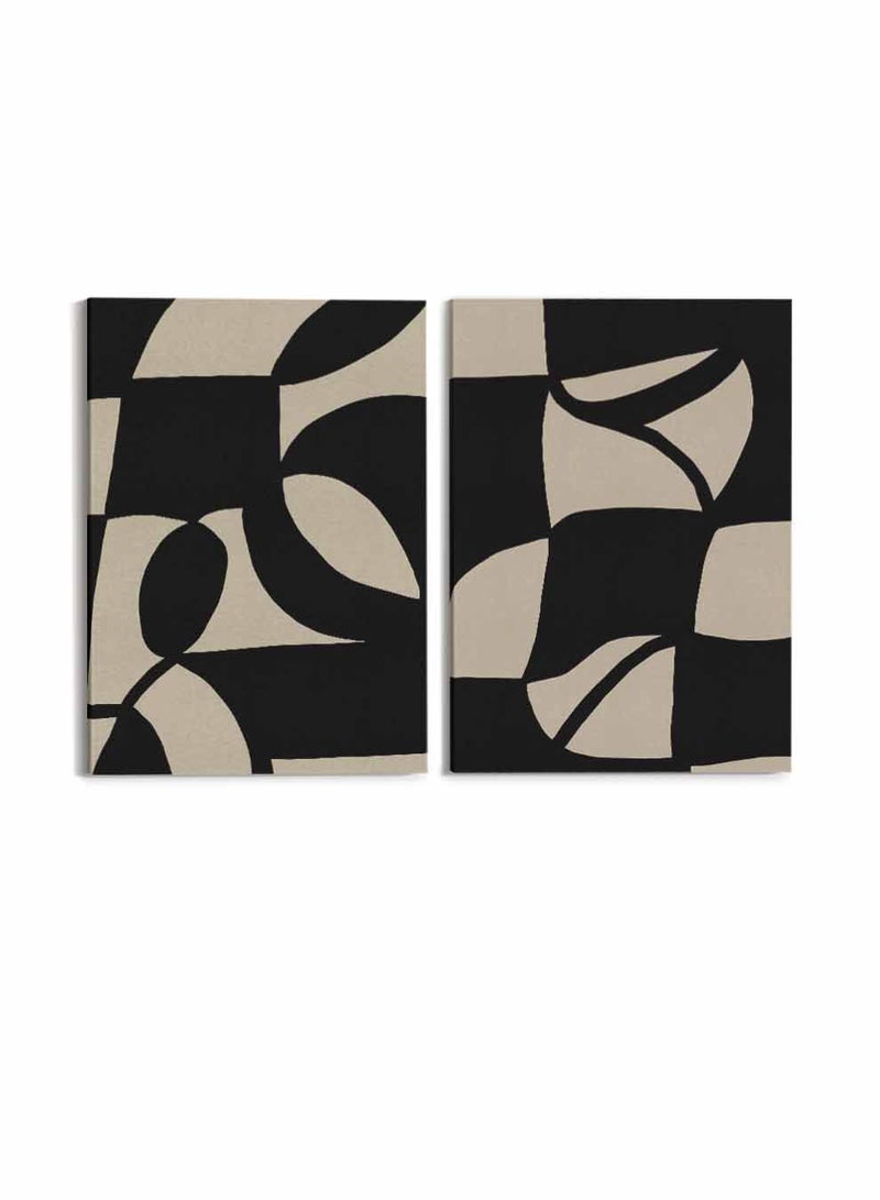 لوحة طقم من لوحتين كانفاس على إطار خشبي، تصميم فن تجريدي، للمنزل، غرفة المعيشة، المكتب، الديكور - Image 4