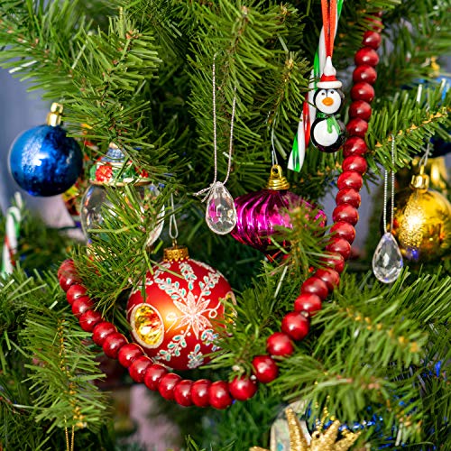 Ornativity Wooden Christmas Garland Decorations - Rustic Wood Beaded Christmas Tree Decorations Garland Bead Strand Xmas Holiday Decor (Cranberry Red) 8'6" - Image 3