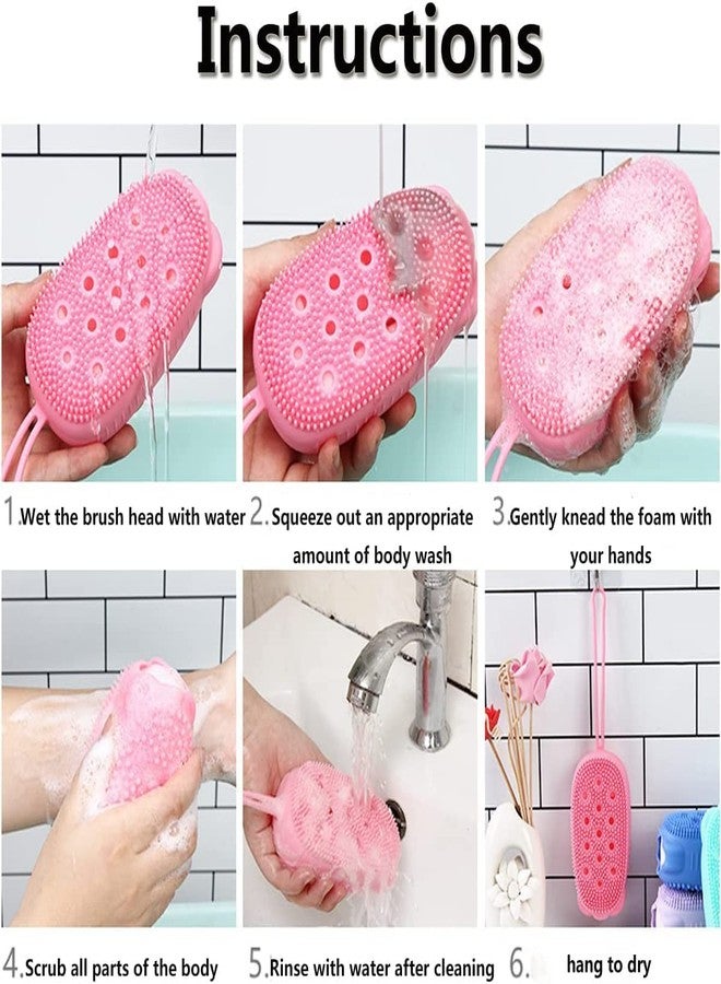 BIRZAR Bath Brush Silicone Shower Brush Body Scrubber, Foams Easily Brush Body Scrubber Dual-sided Bath Shower Body Brush Bath Brush for Gentle Exfoliation Cleaning and Massage Care - Image 5