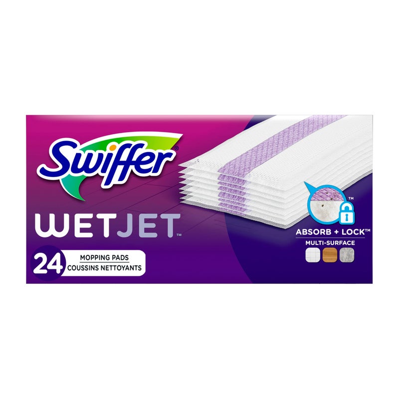 Swiffer Wet Jet Mop Cleaning Pads Refill, Floor Cleaner for Mopping Wood, Laminate, Tile in Home, Bathroom, Kitchen, All Purpose Multi-Surface Spray Mop Pad for Floor Cleaning, 24ct - Image 1