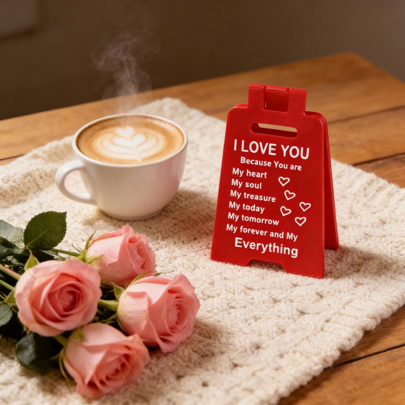 MAKIOTEKO 3D Mini Sign Valentine's Decoration Anniversary Present, Romantic Red A Little Sign To Say I Love You Sign Plaque Perfect Gifts for Her Wife Girlfriend Valentines Anniversary Wedding - Image 5