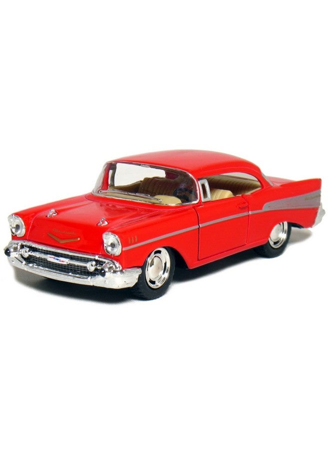 KiNSMART 1957 Chevy Bel Air Coupe Red, 1:40 Scale, Die Cast Metal, Black, 5 Inch, Pull Back Action - Image 1