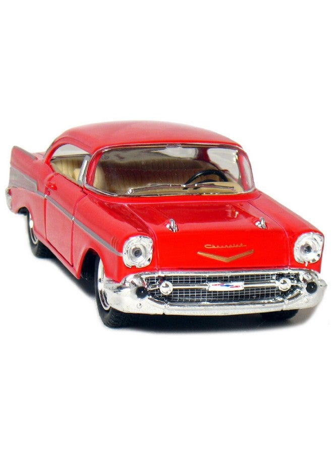 KiNSMART 1957 Chevy Bel Air Coupe Red, 1:40 Scale, Die Cast Metal, Black, 5 Inch, Pull Back Action - Image 4