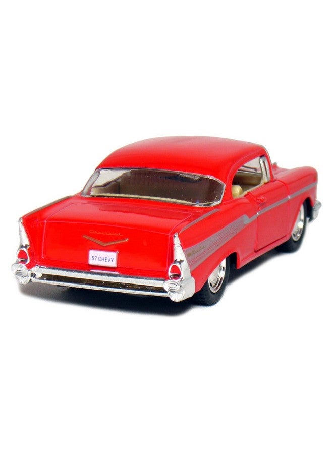 KiNSMART 1957 Chevy Bel Air Coupe Red, 1:40 Scale, Die Cast Metal, Black, 5 Inch, Pull Back Action - Image 3