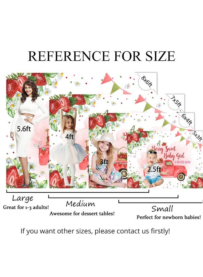 Mocsicka Strawberry Baby Shower Backdrop For Girl A Berry Sweet Baby Girl Is On Her Way Party Decorations Red Strawberry Trucks Baby Shower Photography Background Banner (Red 7X5Ft (82X60 Inch)) - Image 4