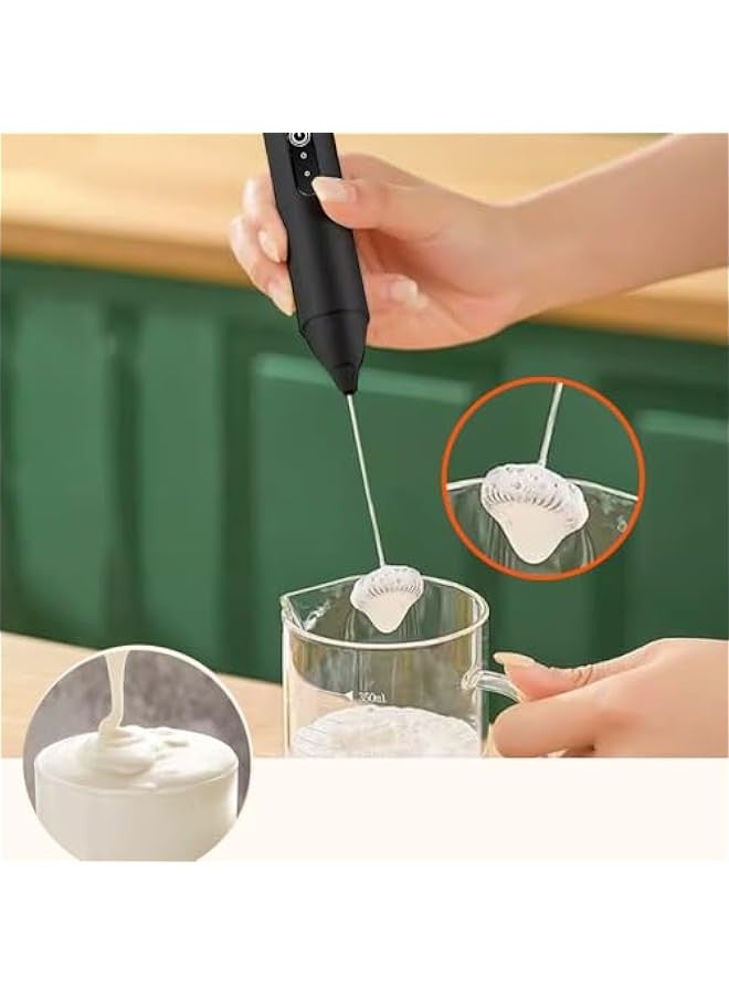 بيوينتي اداة صنع رغوة الحليب المحمولة باليد، ماكينة صنع رغوة كهربائية قابلة لاعادة الشحن، خلاط مشروبات مع خفاقة من الستانلس ستيل للقهوة والماتشا واللاتيه والكابتشينو (اسود) - Image 5