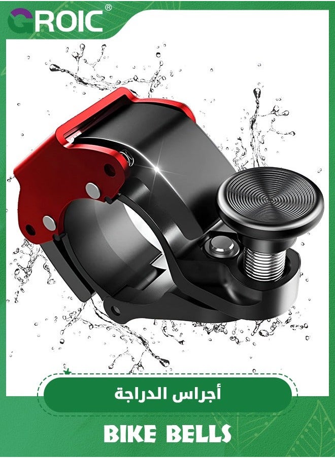 GROIC Black Bicycle Bell, Innovative Aluminium Mini Bell Handlebar 100 dB Crisp and Loud Sound, New Upgraded Mountain Bike Horn, for 22-24mm (0.86-0.94inch)  - Image 1