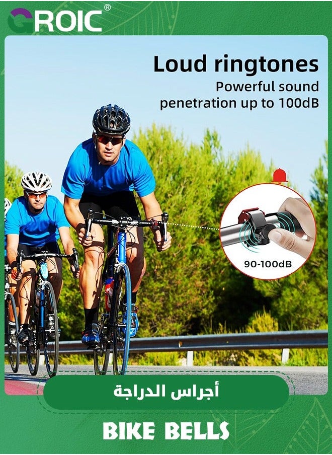 GROIC Black Bicycle Bell, Innovative Aluminium Mini Bell Handlebar 100 dB Crisp and Loud Sound, New Upgraded Mountain Bike Horn, for 22-24mm (0.86-0.94inch)  - Image 3