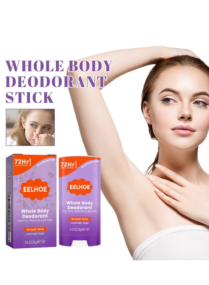 EELHOE Whole Body Deodorant - Smooth Solid Stick - 72 Hour Odor Control - Aluminum Free, Baking Soda Free and Skin Safe - 18g  (Lavender Sage) - Image 2