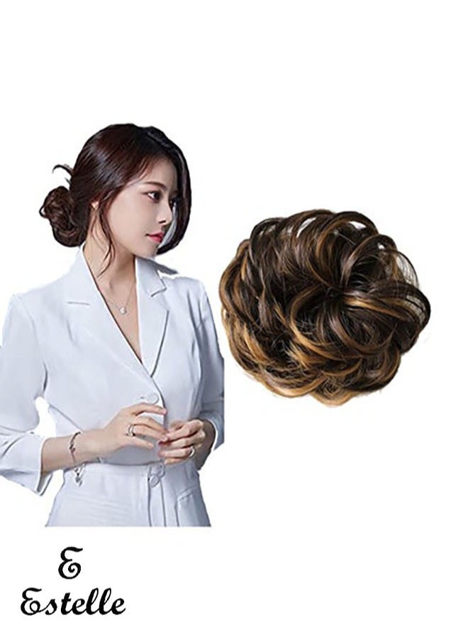 Estelle Messy Hair Bun Scrunchie with Elastic Rubber Band Ponytail Hair Extensions Updo Chignon Donut Ponytail Hairpiece Synthetic Tousled Hair for Women (Color No 18H613)  - Image 1
