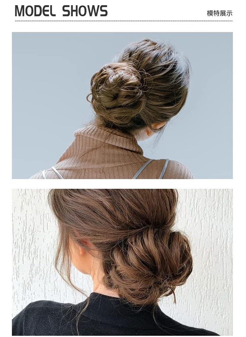 Estelle Messy Hair Bun Scrunchie with Elastic Rubber Band Ponytail Hair Extensions Updo Chignon Donut Ponytail Hairpiece Synthetic Tousled Hair for Women (Color No 18H613)  - Image 3
