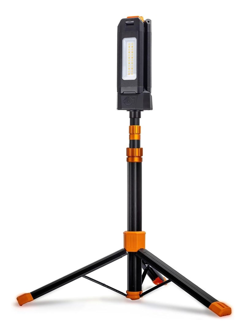 Portable Rechargeable LED Work Light with Telescopic Tripod Stand for Job Sites  - Image 1
