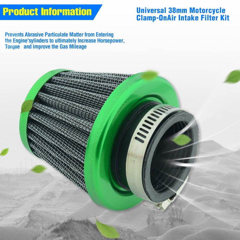 MCHMFG Motorcycle Air Filter 38mm for SSR 110cc 125cc Coolster CRF Dirt Pit Bike GY6 50cc Scooter Moped QMB139 Engine Parts (Green) - Image 4