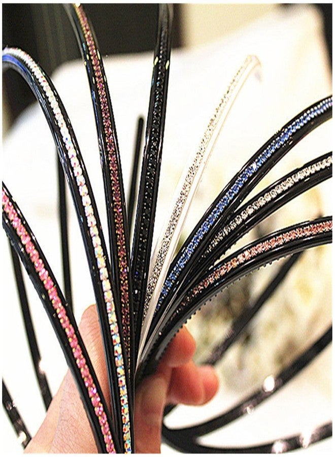 Ruihfas 6Pcs Bling Bling 1 Rows Crystal Rhinestone Headband for Women Girls Thin Hair Hoop Fashion - Image 1