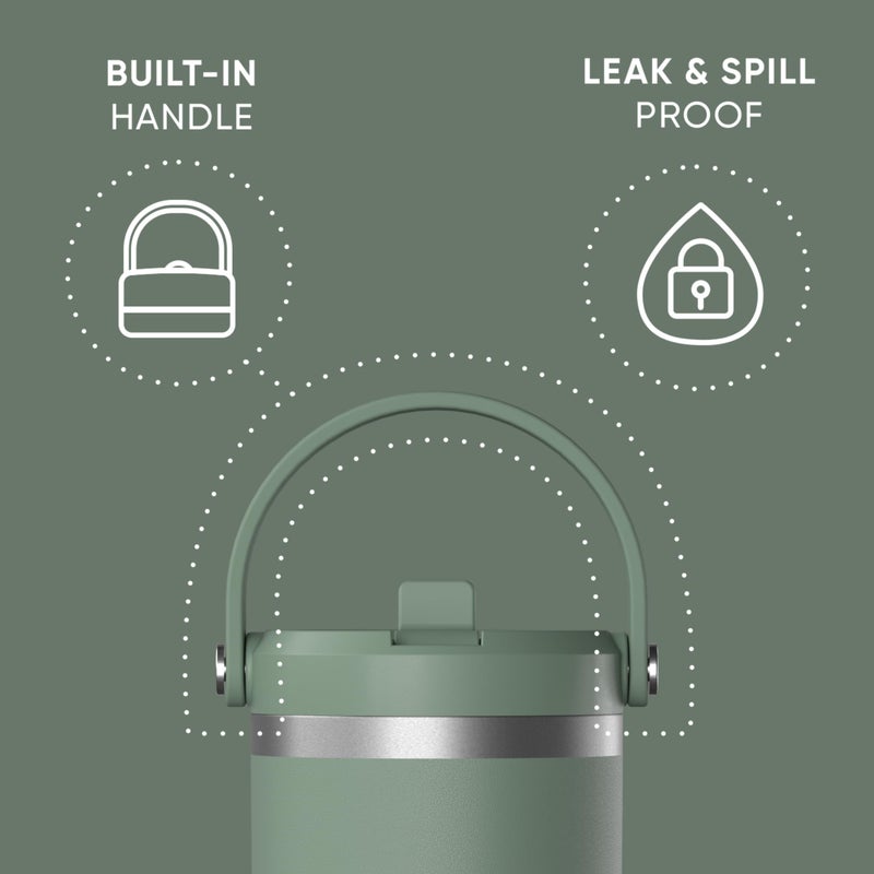 Hydrapeak Nomad 32 oz Tumbler with Handle and Straw Lid, Leakproof, Double Insulated, 32oz Cup, Stainless Steel | Sage Leaf - Image 2