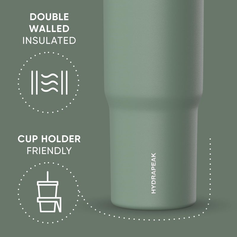 Hydrapeak Nomad 32 oz Tumbler with Handle and Straw Lid, Leakproof, Double Insulated, 32oz Cup, Stainless Steel | Sage Leaf - Image 4
