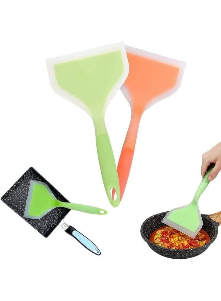 Wide Flexible Non-Stick Silicone Cooking Spatula Heat Resistant Kitchen Turner for Eggs Pancakes Omelets and Steak Multiple Colors - Image 1