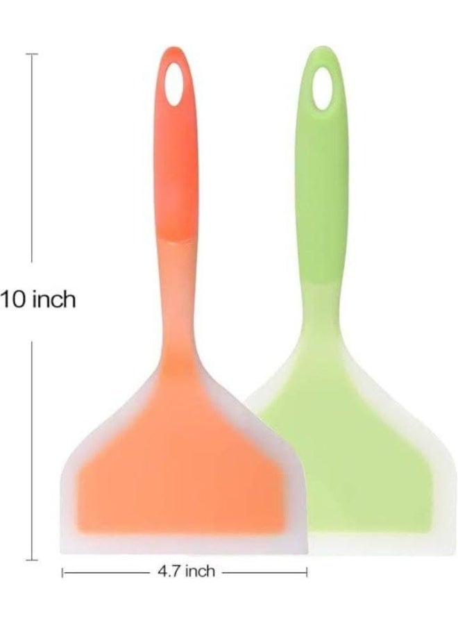 Wide Flexible Non-Stick Silicone Cooking Spatula Heat Resistant Kitchen Turner for Eggs Pancakes Omelets and Steak Multiple Colors - Image 2