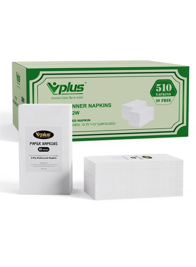 Vplus 510 Pack Paper Napkins Guest Towels Disposable Premium Quality 2-ply Dinner Napkins Disposable Soft, Absorbent, for Kitchen, Parties, Dinners or Events(White) - Image 1