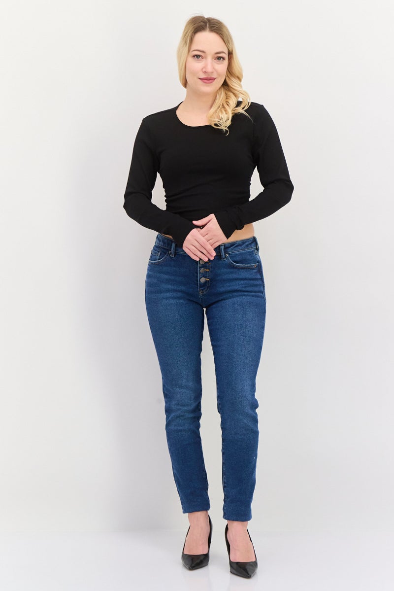 ESPRIT Women Slim Fit Washed Stretchable Jeans, Blue - Image 4