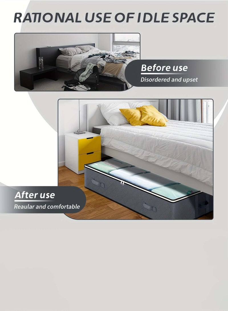 Foldable Under Bed Storage Box with Clear Top & Zipper – Fabric Organizer with Handles for Clothes, Blankets & Quilts – Space Saving Solution  - Image 2