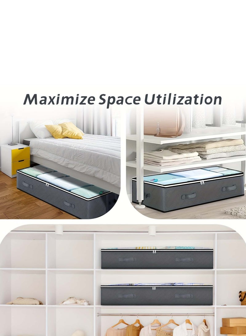 Foldable Under Bed Storage Box with Clear Top & Zipper – Fabric Organizer with Handles for Clothes, Blankets & Quilts – Space Saving Solution  - Image 4
