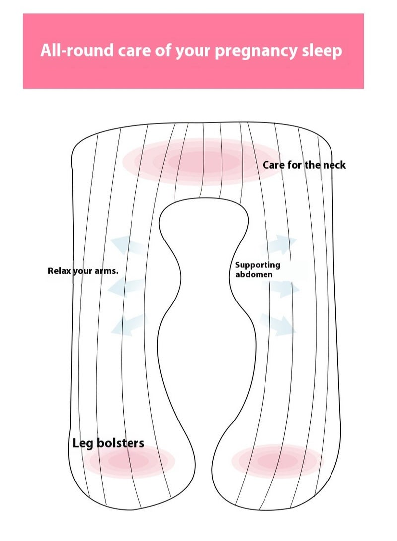 Bluejw 80x155cm U-Shaped Full Body Pregnancy Cotton Pillow Pregnancy Pillows For Sleeping - Image 3