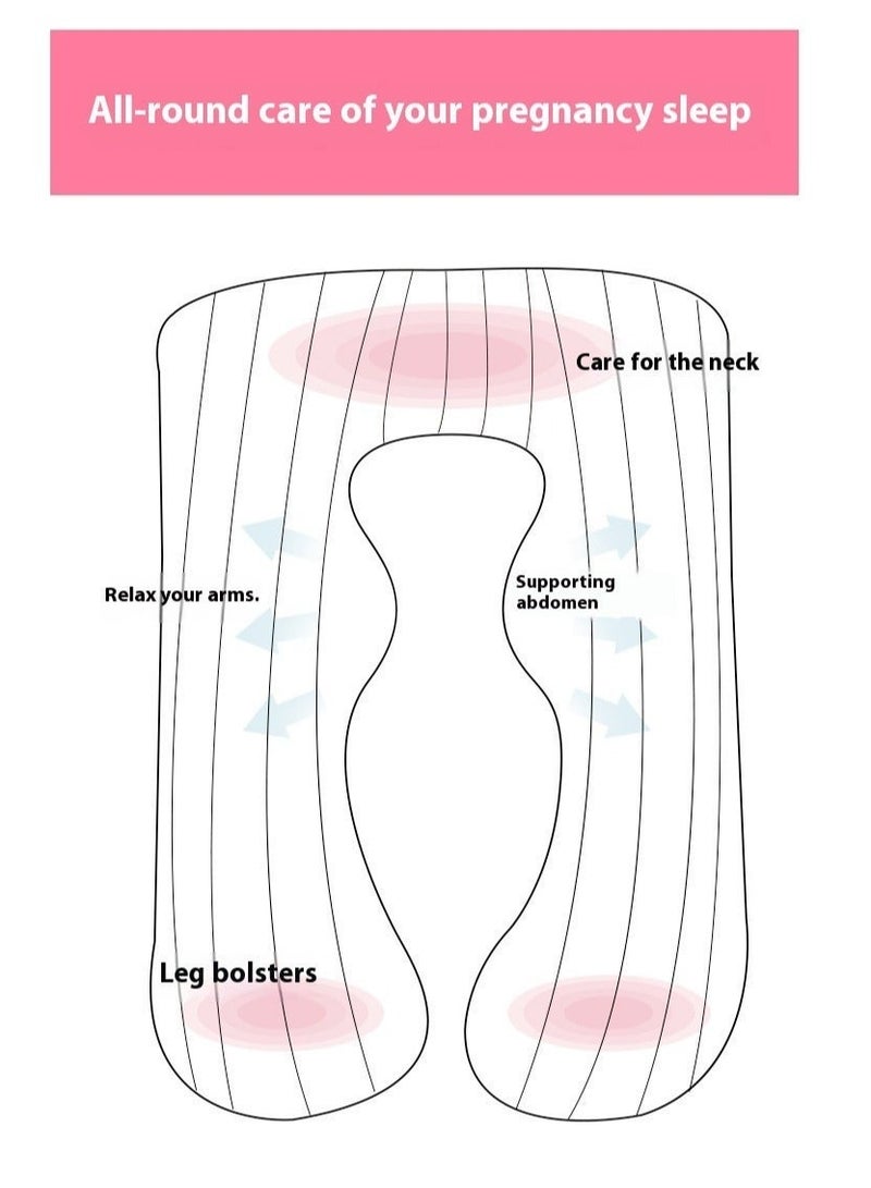 الأزرق جي دبليو 80x155 سم وسادة قطنية على شكل حرف U لكامل الجسم أثناء الحمل وسائد الحمل للنوم - Image 4