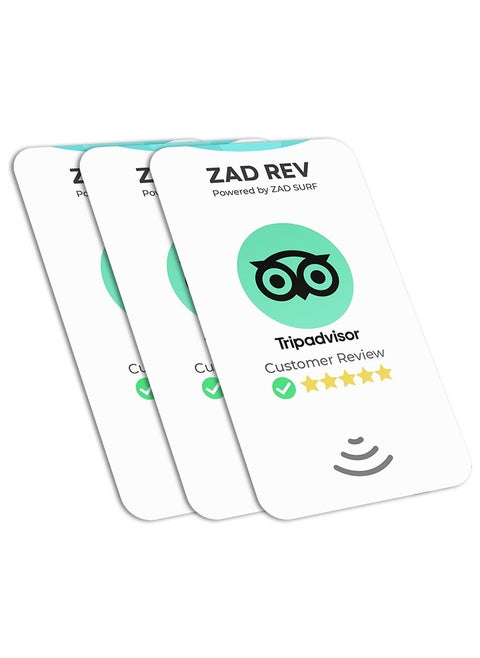 Pack of 3Zad Rev. Tripadvisor Reviews NFC Card from (Zad Surf) allowing you boosting reviews - iOS and Android