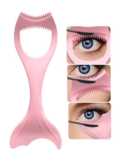 Fish Tail Mascara Applicator Shield, Multi Function Detachable Silicagel Eyeliner Stencils Wing Tips, Eyelashes Applicator Tool(Pink)