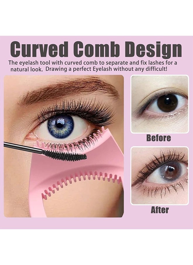 Fish Tail Mascara Applicator Shield, Multi Function Detachable Silicagel Eyeliner Stencils Wing Tips, Eyelashes Applicator Tool(Pink)