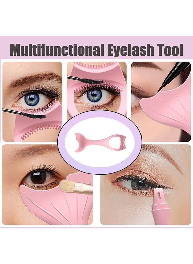 Fish Tail Mascara Applicator Shield, Multi Function Detachable Silicagel Eyeliner Stencils Wing Tips, Eyelashes Applicator Tool(Pink)