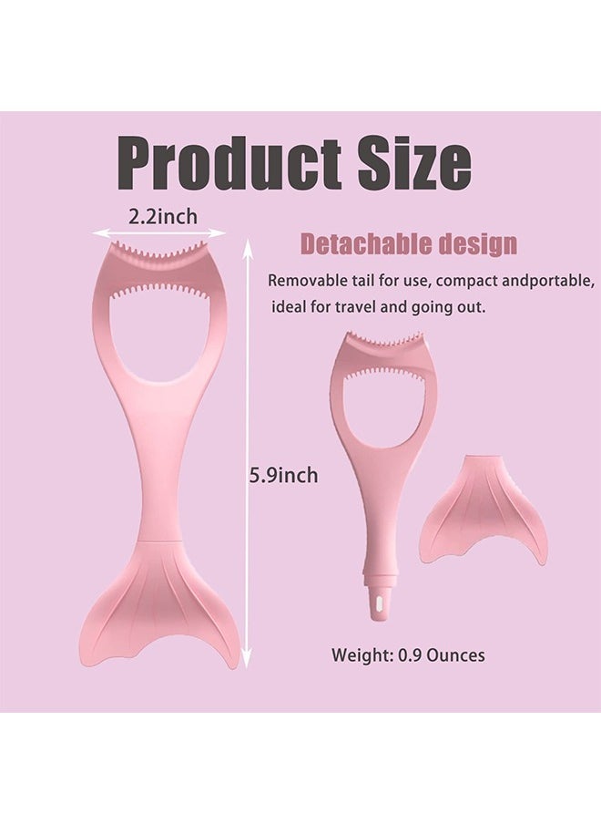 Fish Tail Mascara Applicator Shield, Multi Function Detachable Silicagel Eyeliner Stencils Wing Tips, Eyelashes Applicator Tool(Pink)