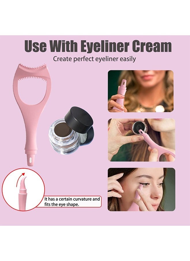 Fish Tail Mascara Applicator Shield, Multi Function Detachable Silicagel Eyeliner Stencils Wing Tips, Eyelashes Applicator Tool(Pink)