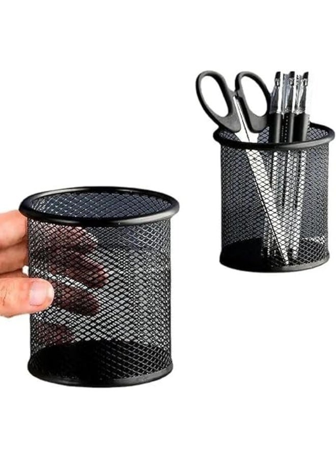 Round metal desk pen organizer – stylish design for organizing office supplies - Image 1