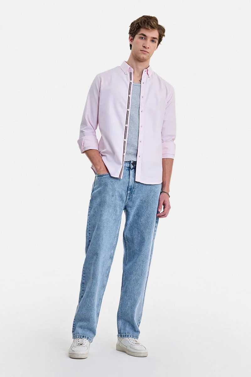 سنيتش Light Blue Marble Wide Leg Streetwear Jeans