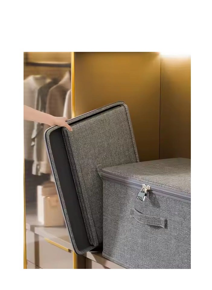 DUNISO 2-piece lockable storage, home organizer, password box, foldable zipper covered storage box, home bedroom office storage box  - Image 2